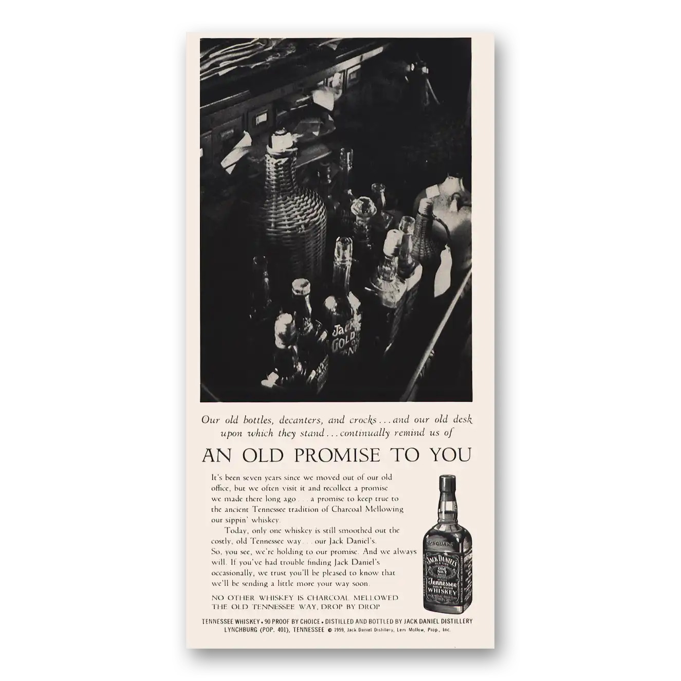 1959 Jack Daniels An Old Promise To You Vintage Magazine Print Ad