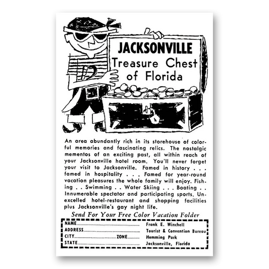 1959 Jacksonville Florida Treasure Chest of Florida Vintage Magazine Print Ad