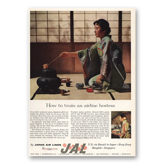 1959 Japan Air Lines How to Train an Airline Hostess Vintage Magazine Print Ad