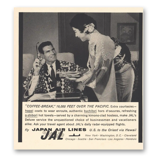 1959 Japan Air Lines Coffee Break Vintage Magazine Print Ad