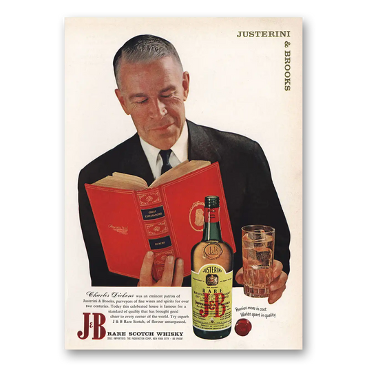 1959 J&B Scotch Whisky Charles Dickens Vintage Magazine Print Ad