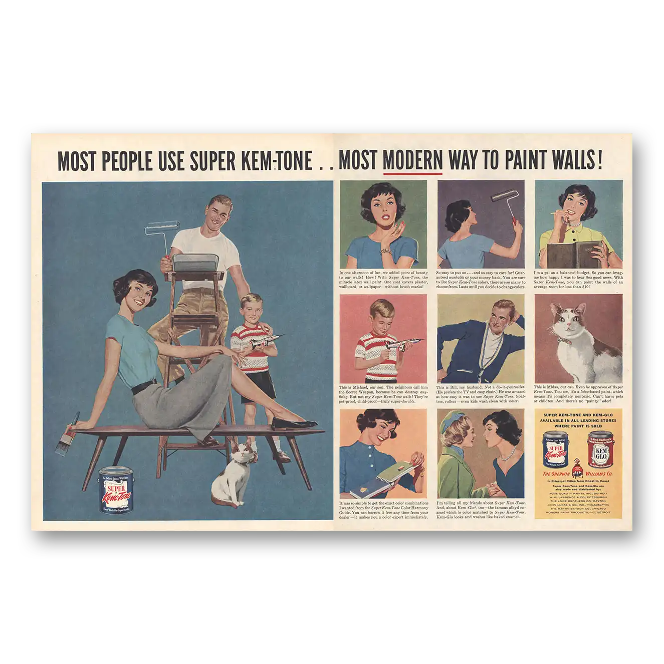 1959 Super Kem Tone Paint Most People Use Super Kem Tone Vintage Magazine Print Ad