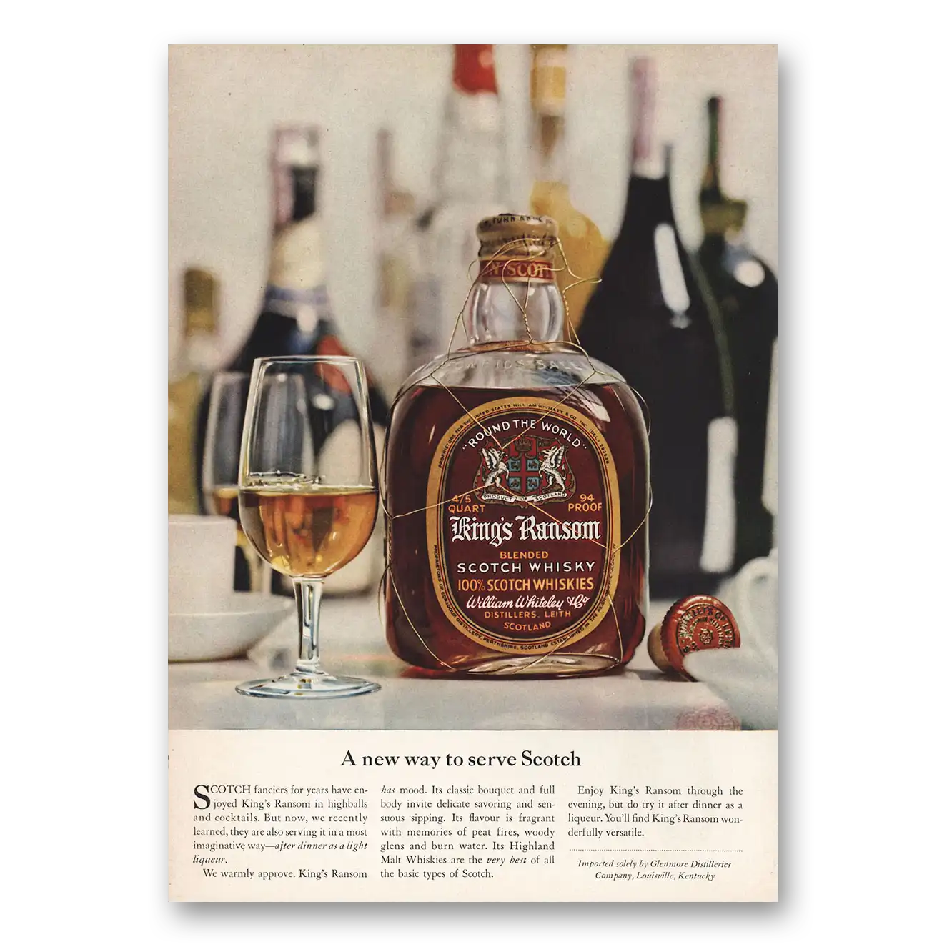 1959 Kings Ransom Whiskey New Way to Serve Scotch Vintage Magazine Print Ad