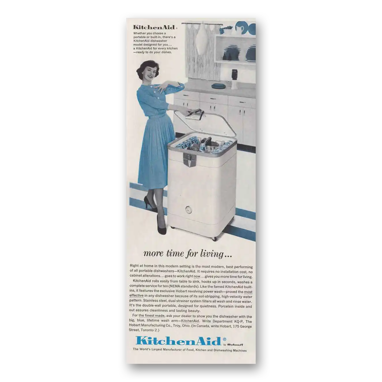 1959 KitchenAid Dishwasher More Time for Living Vintage Magazine Print Ad