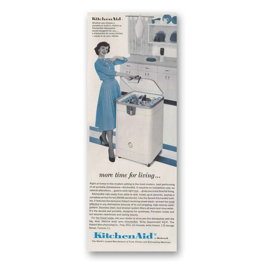 1959 KitchenAid Dishwasher More Time for Living Vintage Magazine Print Ad