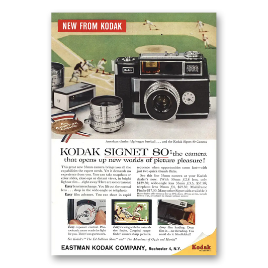 1959 Kodak Signet Camera Big League Baseball Vintage Magazine Print Ad