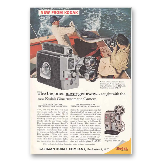 1959 Kodak Movie Camera Big Ones Never Get Away Vintage Magazine Print Ad