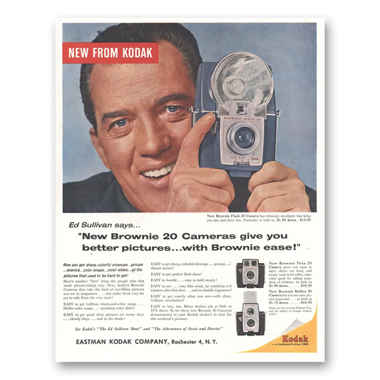 1959 Kodak Brownie Camera Brownie 20 Camera Ed Sullivan Vintage Magazine Print Ad