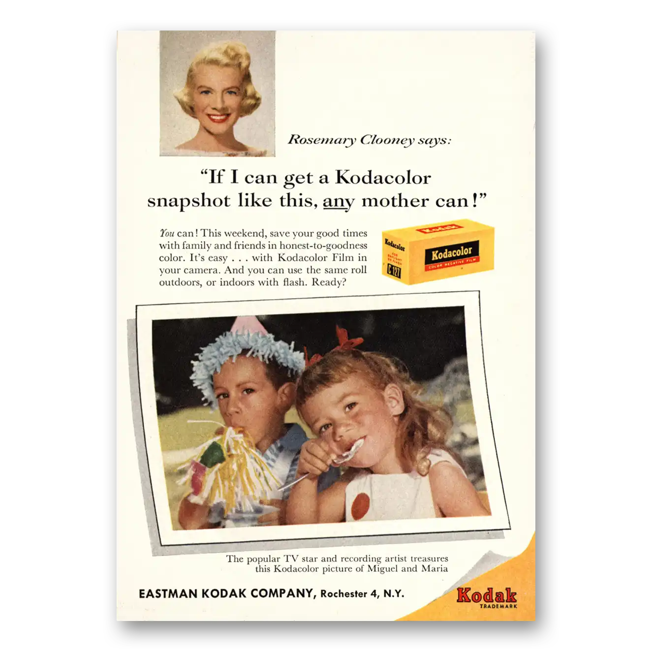 1959 Kodak Film Rosemary Clooney Any Mother Can Vintage Magazine Print Ad