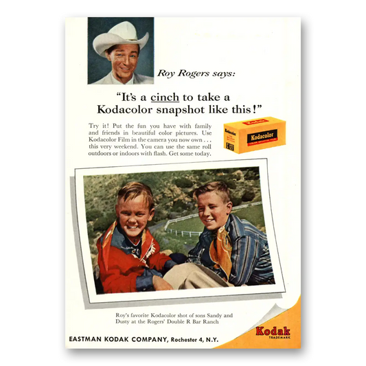 1959 Kodak Film Roy Rogers Cinch to Take Vintage Magazine Print Ad