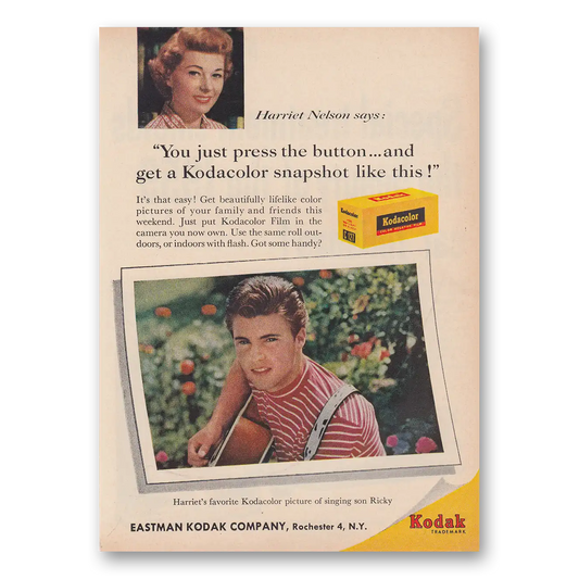 1959 Kodak Film Harriet Nelson Ricky Nelson Vintage Magazine Print Ad