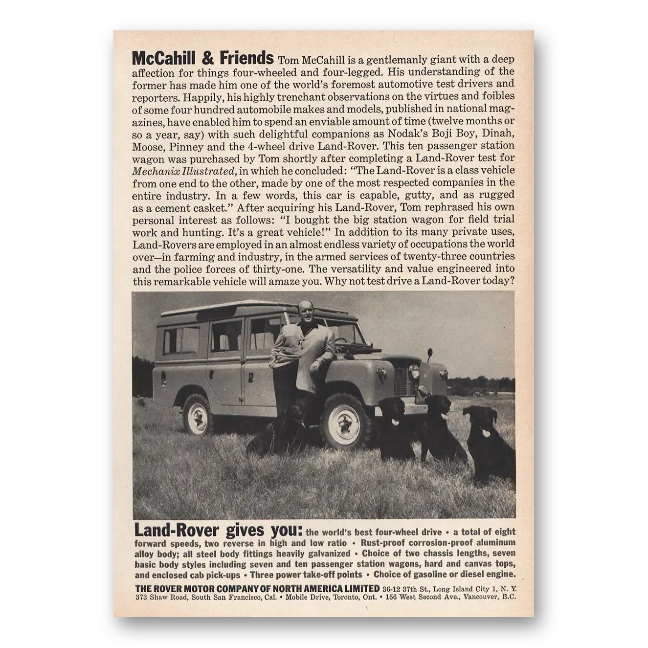 1959 Land Rover McCahill & Friends Vintage Magazine Print Ad