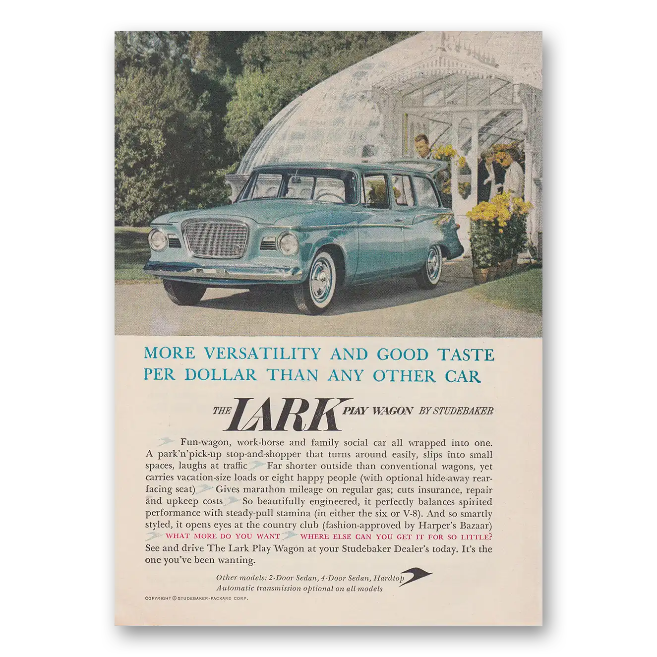 1959 Studebaker Lark More Versatility and Good Taste Vintage Magazine Print Ad