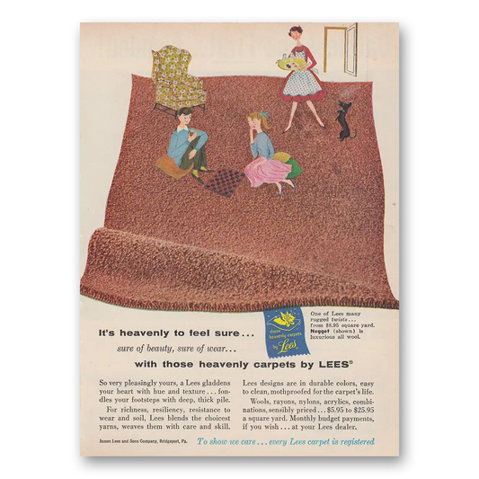 1959 Lees Carpet Heavenly to Feel Vintage Magazine Print Ad