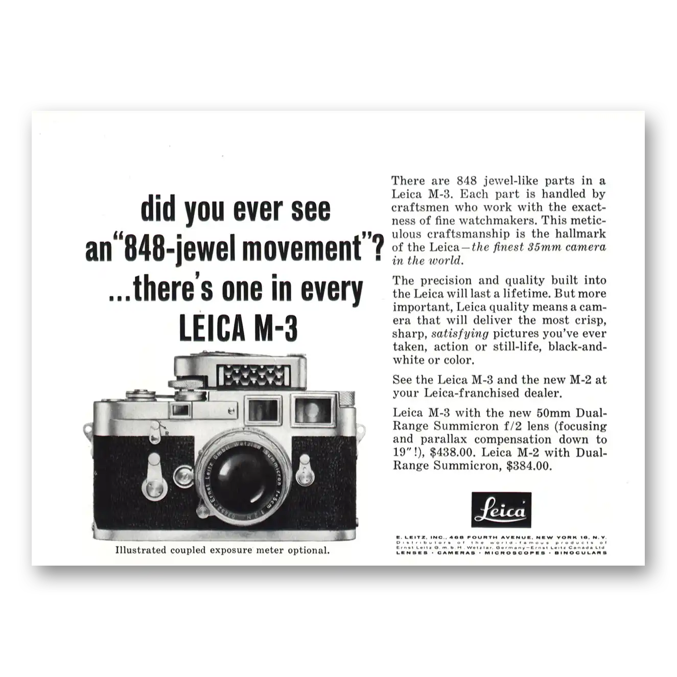 1959 Leica Cameras 848 Jewel Movement Theres One In Every Vintage Magazine Print Ad