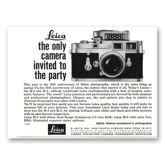 1959 Leica Cameras Invited to the Party Vintage Magazine Print Ad