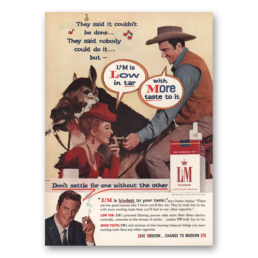 1959 L&M Cigarettes James Arness Vintage Magazine Print Ad