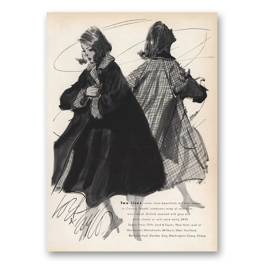 1959 Lord & Taylor Two Lives Country Tweeds Vintage Magazine Print Ad