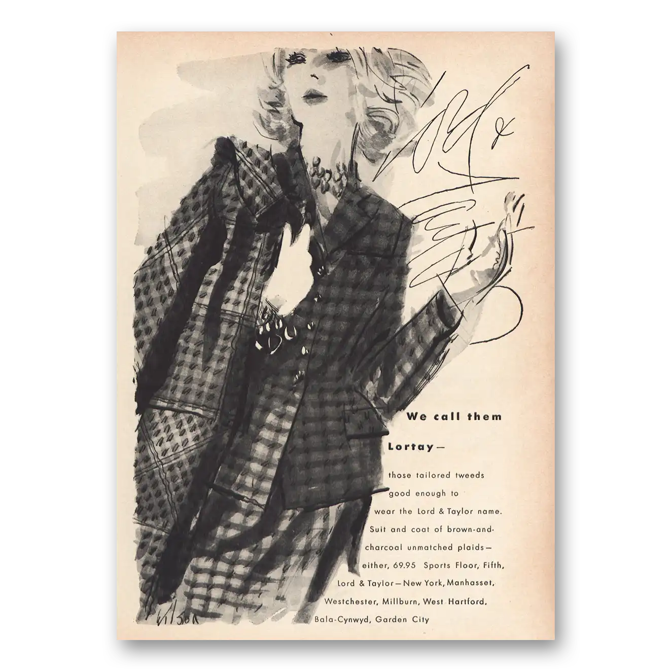 1959 Lord & Taylor We Call Them Lortay Vintage Magazine Print Ad