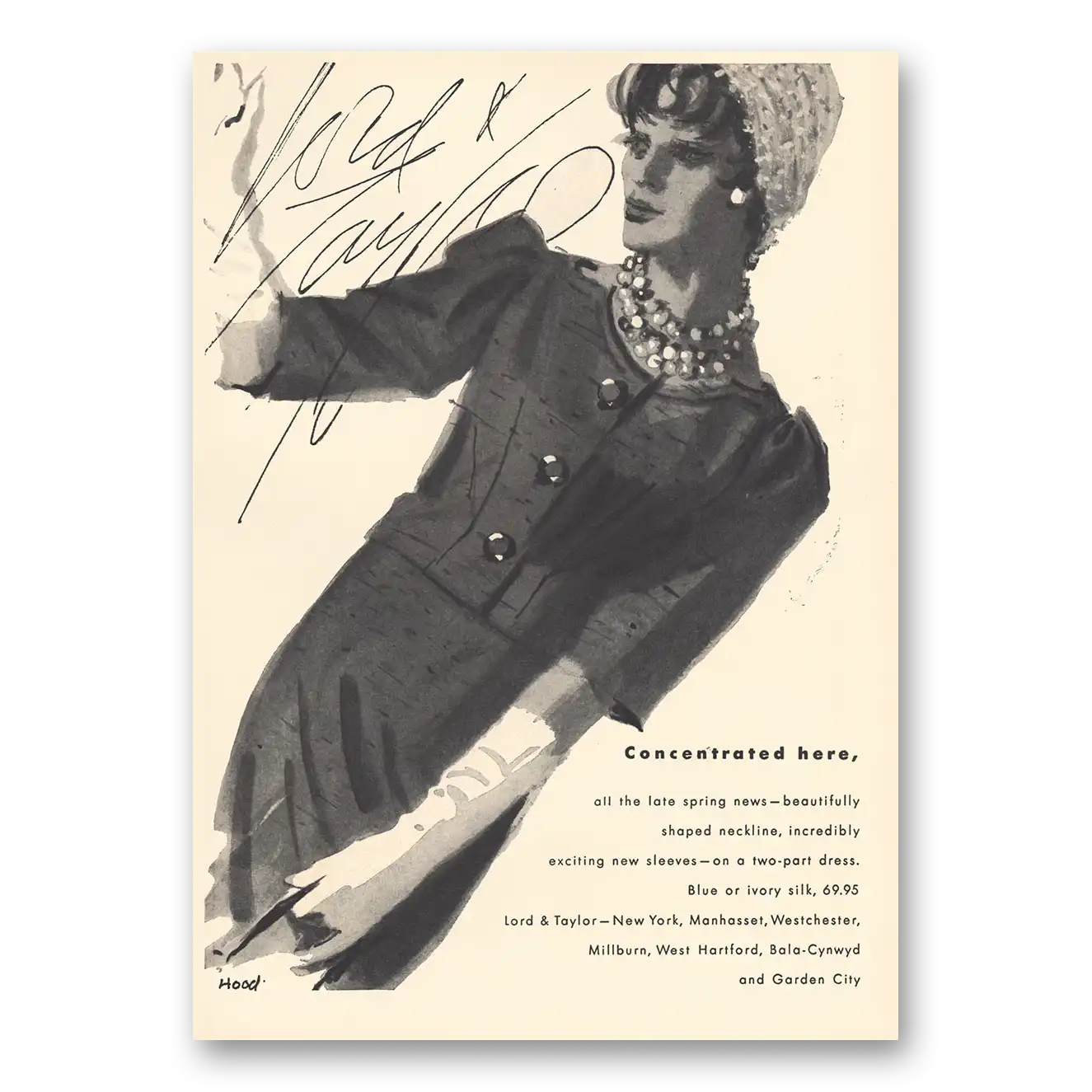 1959 Lord & Taylor Concentrated Here Vintage Magazine Print Ad