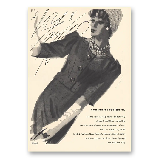 1959 Lord & Taylor Concentrated Here Vintage Magazine Print Ad