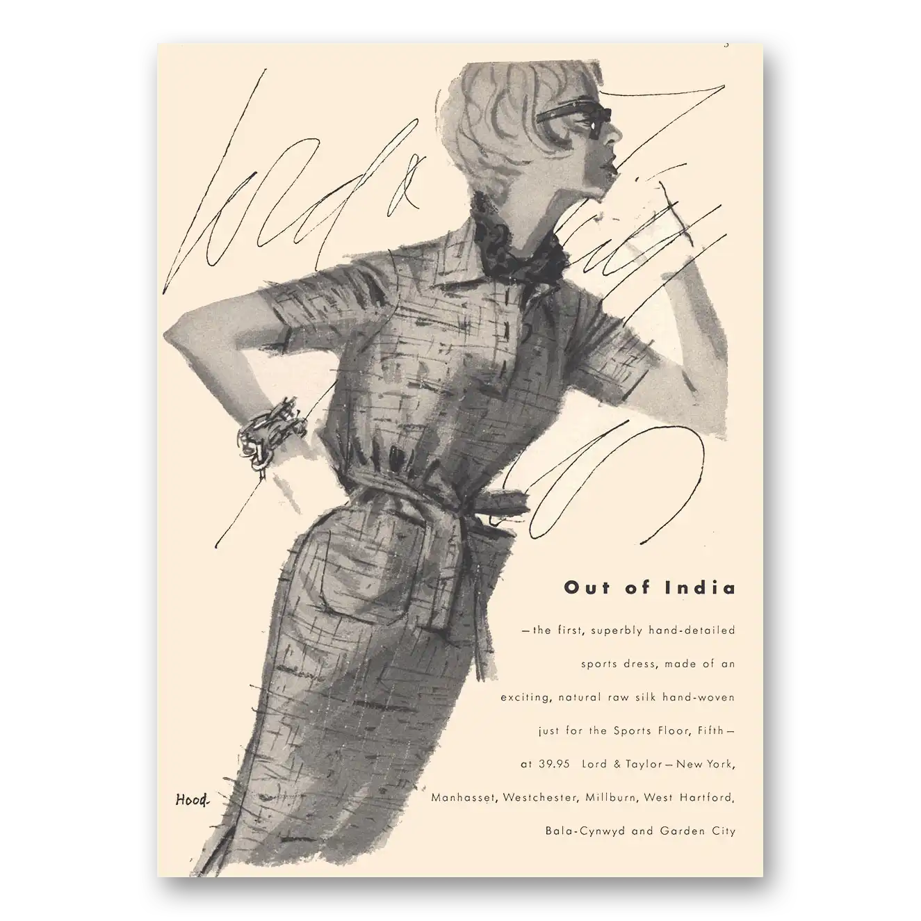 1959 Lord & Taylor Out of India Vintage Magazine Print Ad