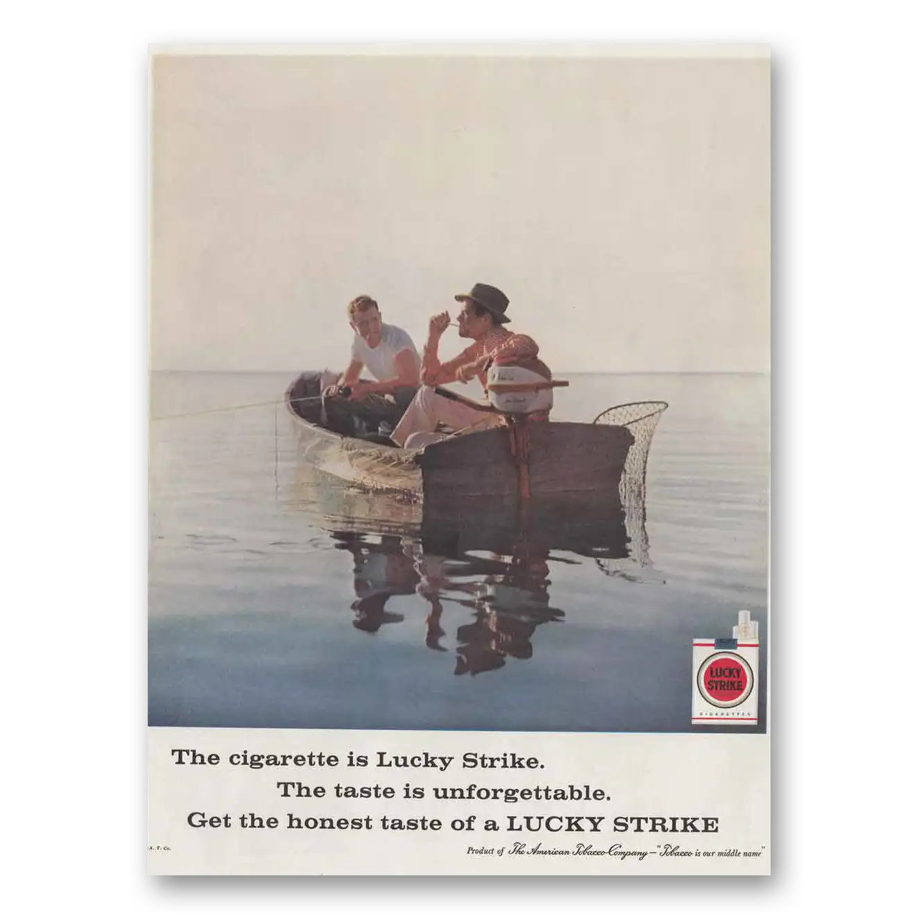 1959 Lucky Strike Cigarettes Fishing Boat Vintage Magazine Print Ad