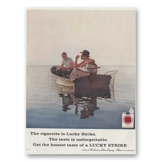 1959 Lucky Strike Cigarettes Fishing Boat Vintage Magazine Print Ad