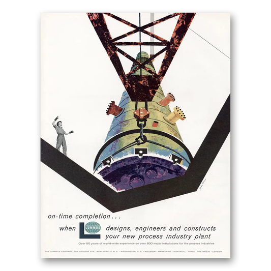 1959 Lummus Company On Time Completion Vintage Magazine Print Ad