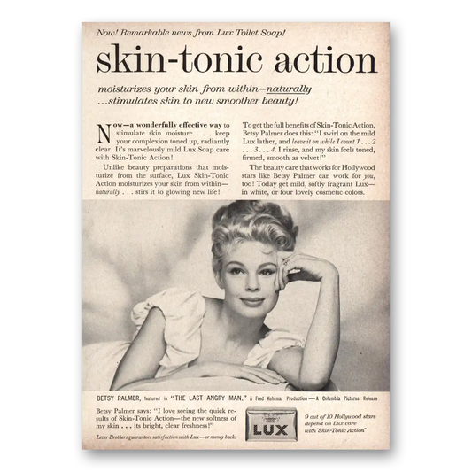 1959 Lux Soap Betsy Palmer Skin Tonic Action Vintage Magazine Print Ad