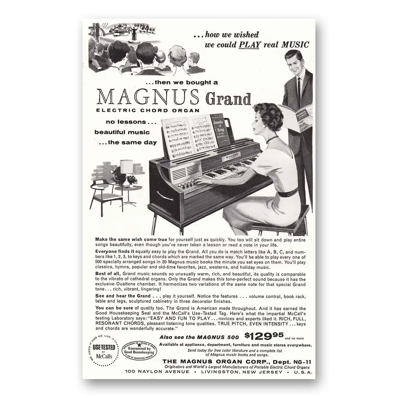 1959 Magnus Organ Grand Electric Chord Organ Vintage Magazine Print Ad