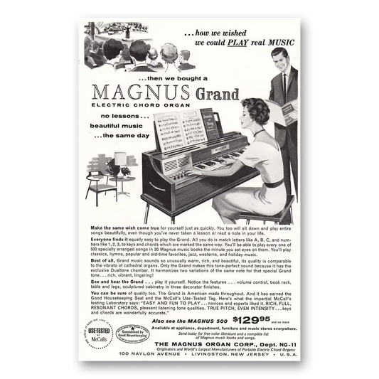 1959 Magnus Organ Grand Electric Chord Organ Vintage Magazine Print Ad