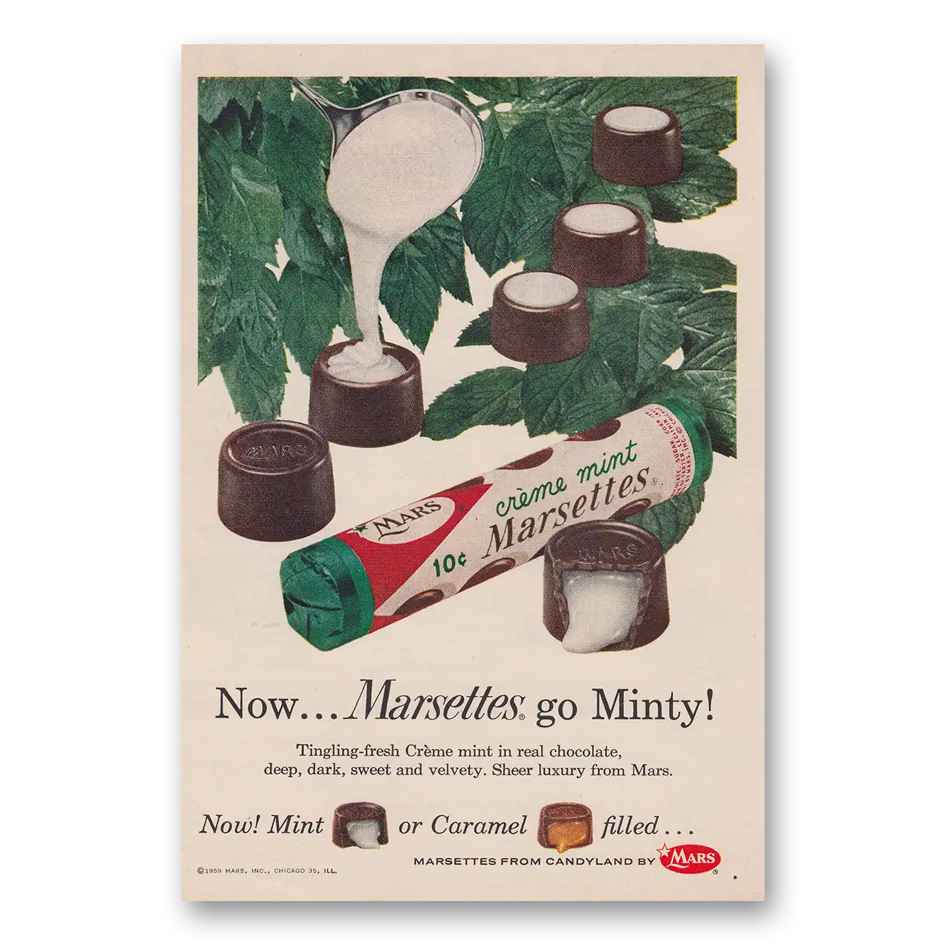 1959 Marsettes Candy Marsettes Go Minty Vintage Magazine Print Ad