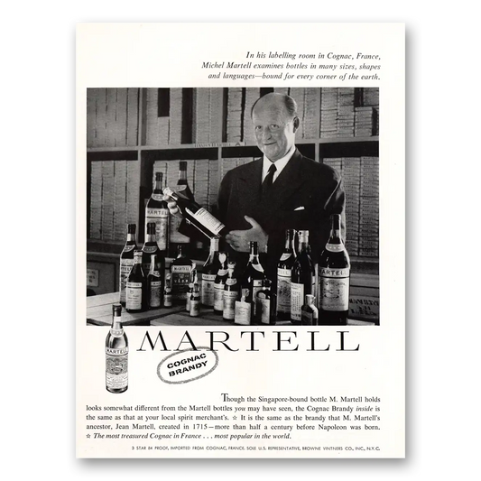 1959 Martell Cognac Brandy Labelling Room in Cognac Vintage Magazine Print Ad