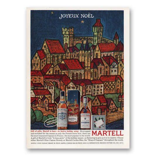 1959 Martell Cognac Joyeux Noel Vintage Magazine Print Ad