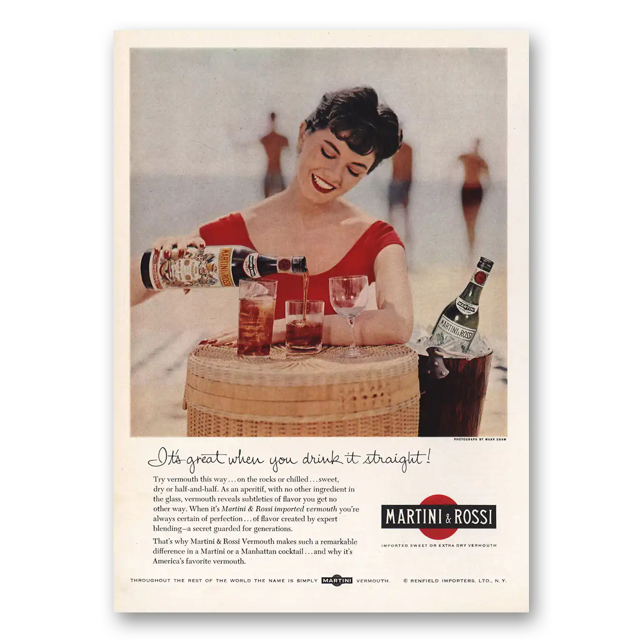 1959 Martini & Rossi Great When You Drink It Straight Vintage Magazine Print Ad