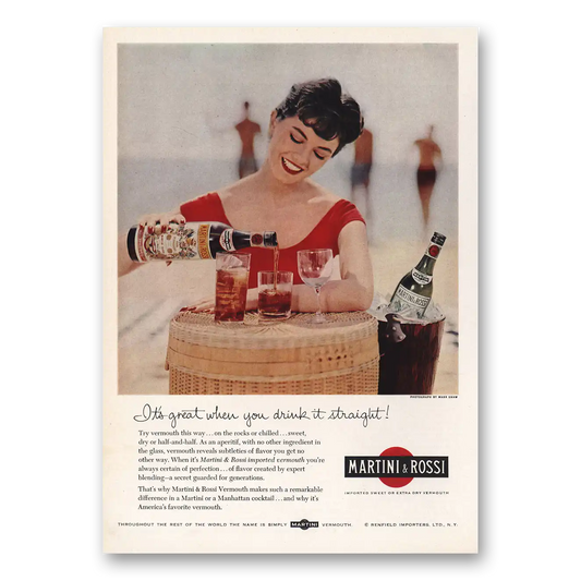 1959 Martini & Rossi Great When You Drink It Straight Vintage Magazine Print Ad