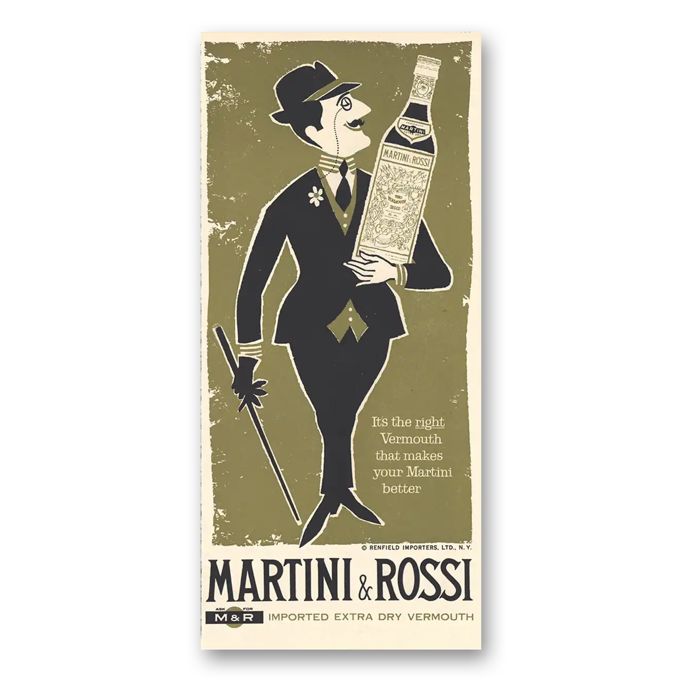 1959 Martini & Rossi Right Vermouth Makes Martini Better Vintage Magazine Print Ad