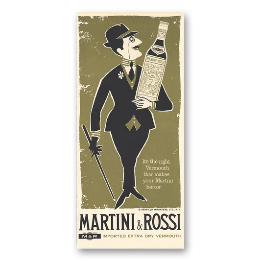 1959 Martini & Rossi Right Vermouth Makes Martini Better Vintage Magazine Print Ad