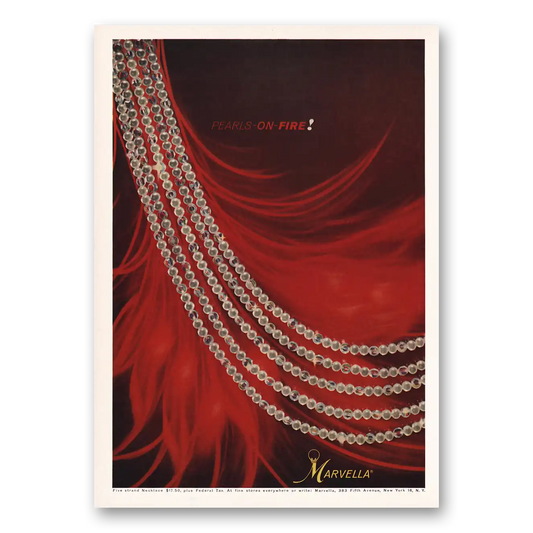 1959 Marvella Jewelry Pearls On Fire Vintage Magazine Print Ad