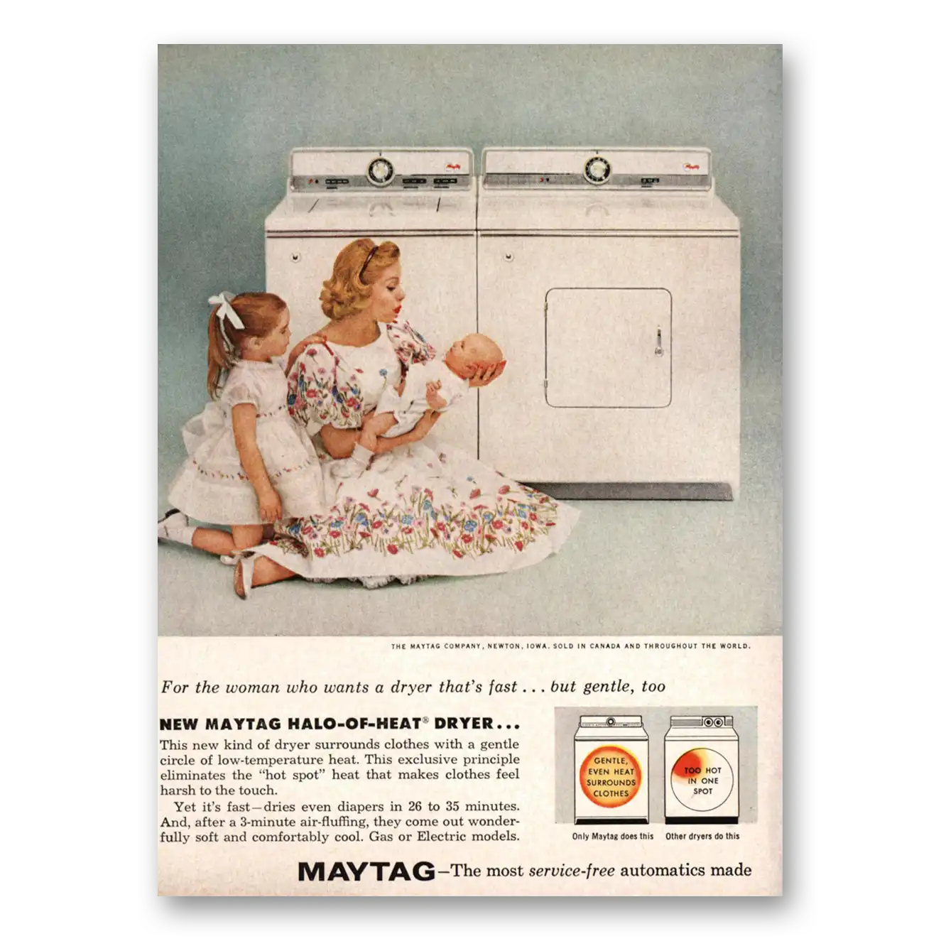 1959 Maytag Washer Dryer Halo of Heat Dryer Vintage Magazine Print Ad