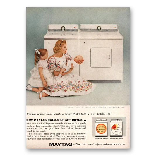 1959 Maytag Washer Dryer Halo of Heat Dryer Vintage Magazine Print Ad