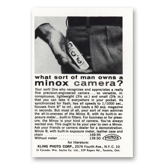 1959 Minox Camera What Sort of Man Vintage Magazine Print Ad