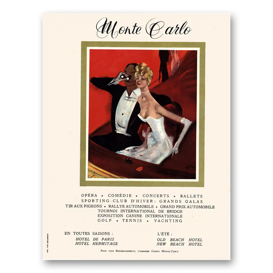 1959 Monte Carlo Monaco Opera Comedie French Vintage Magazine Print Ad