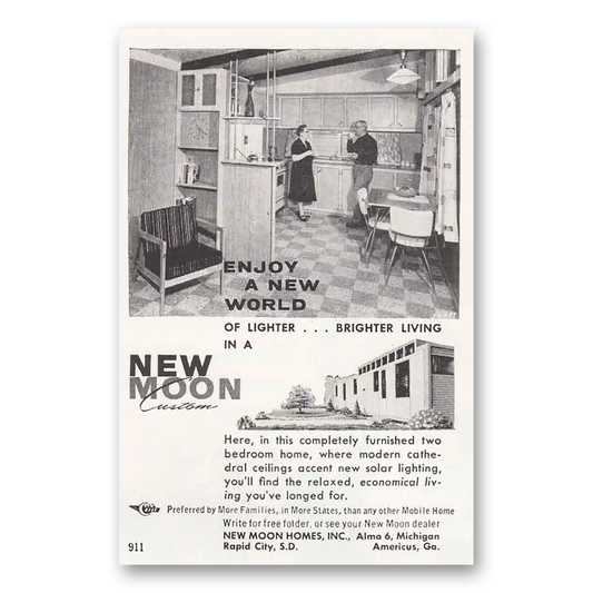 1959 New Moon Homes Lighter Brighter Vintage Magazine Print Ad