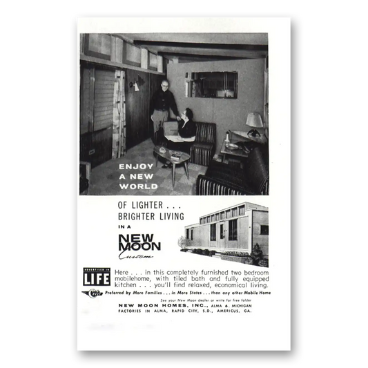 1959 New Moon Homes Lighter Brighter Living Vintage Magazine Print Ad