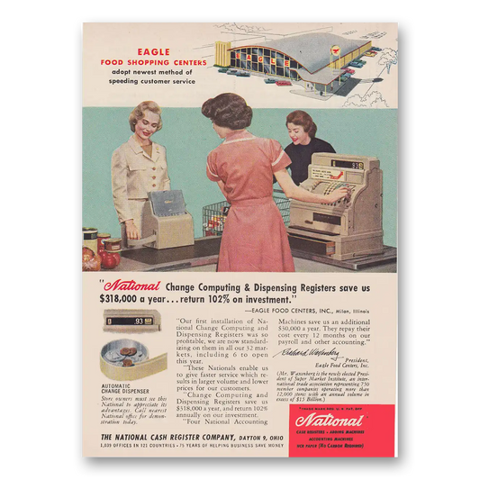 1959 National Cash Register Eagle Food Vintage Magazine Print Ad