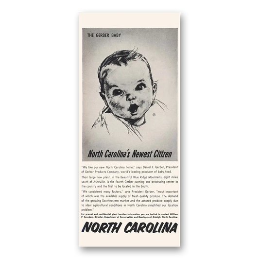 1959 North Carolina Gerber Baby Newest Citizen Vintage Magazine Print Ad