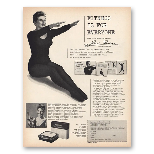 1959 Nutrilite Fitness Is for Everyone Vintage Magazine Print Ad