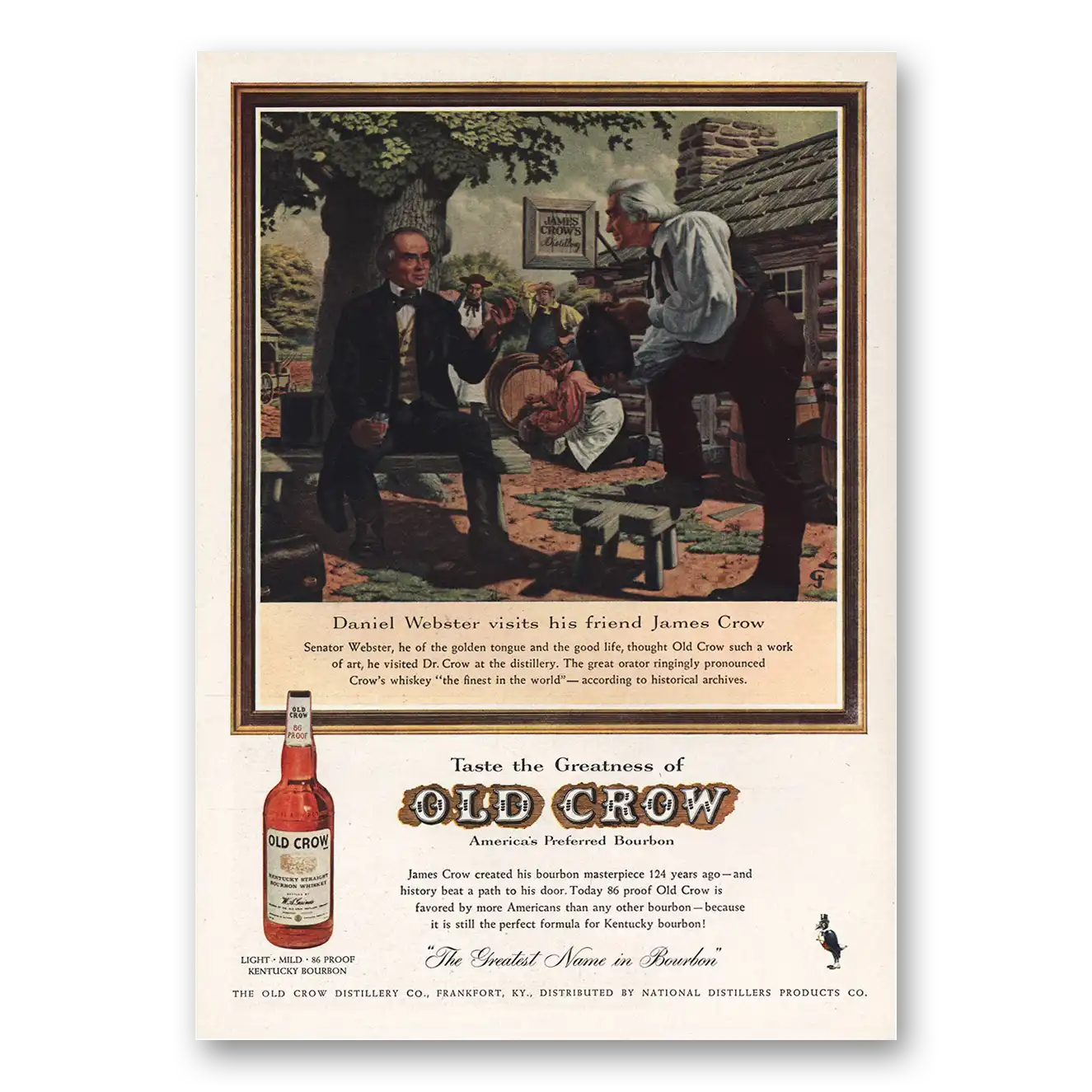 1959 Old Crow Whiskey Daniel Webster James Crow Vintage Magazine Print Ad